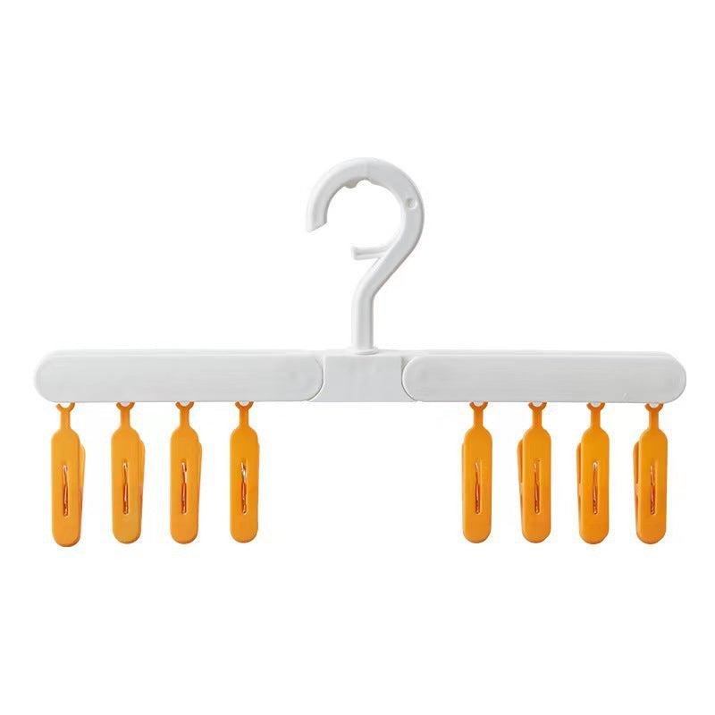 Foldable 8 Clip Sock Holder Baby Clothes Windproof Hat Wardrobe Storage Rack