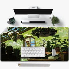 Anime House Faux Leather Mouse Pad Waterproof Desk Writing Mat