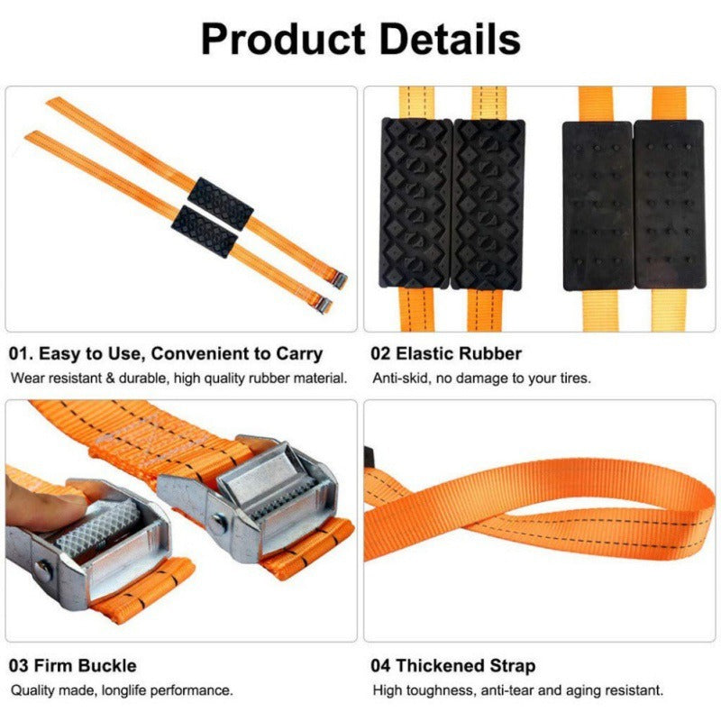 Snow Chain Strap Emergency Anti Skid Belt for Car SUV