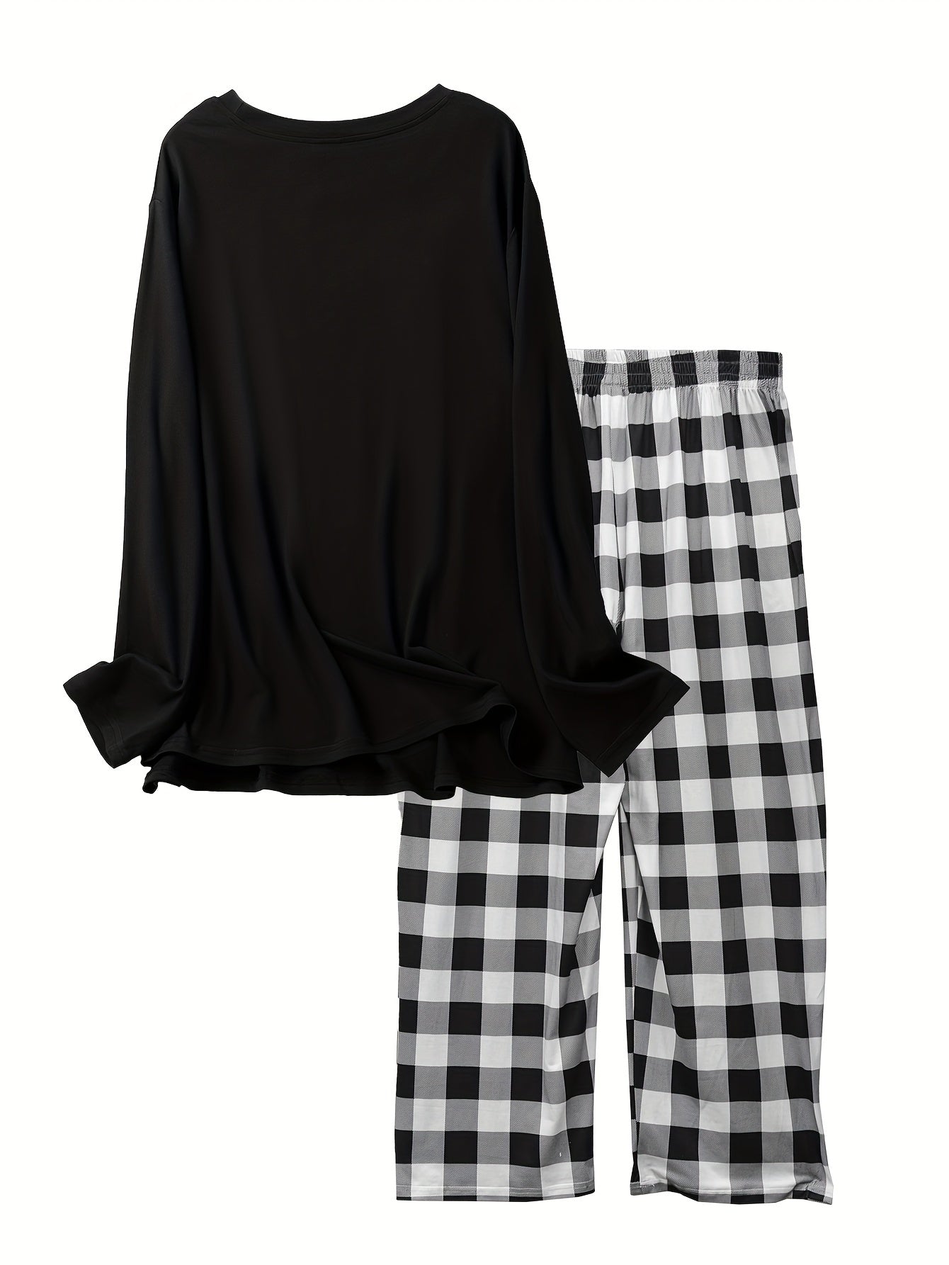Women's Plus Cowboy & Letter Print Long Sleeve Pajama Set