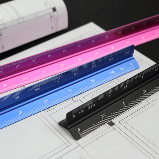 Colorful Aluminum Triangular Scale Ruler 1 20 1 125 Metal Drafting Tool