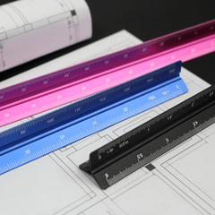 Colorful Aluminum Triangular Scale Ruler 1 20 1 125 Metal Drafting Tool