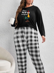  Chicken Print Loungewear Set: Tee & Plaid Pants Pajama