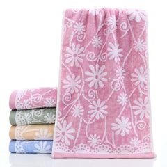 Flower Pattern Hand Towel Bamboo Fiber Soft Skin-friendly Face Towel