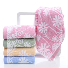 Flower Pattern Hand Towel Bamboo Fiber Soft Skin-friendly Face Towel