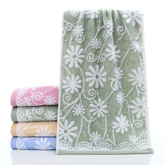 Flower Pattern Hand Towel Bamboo Fiber Soft Skin-friendly Face Towel
