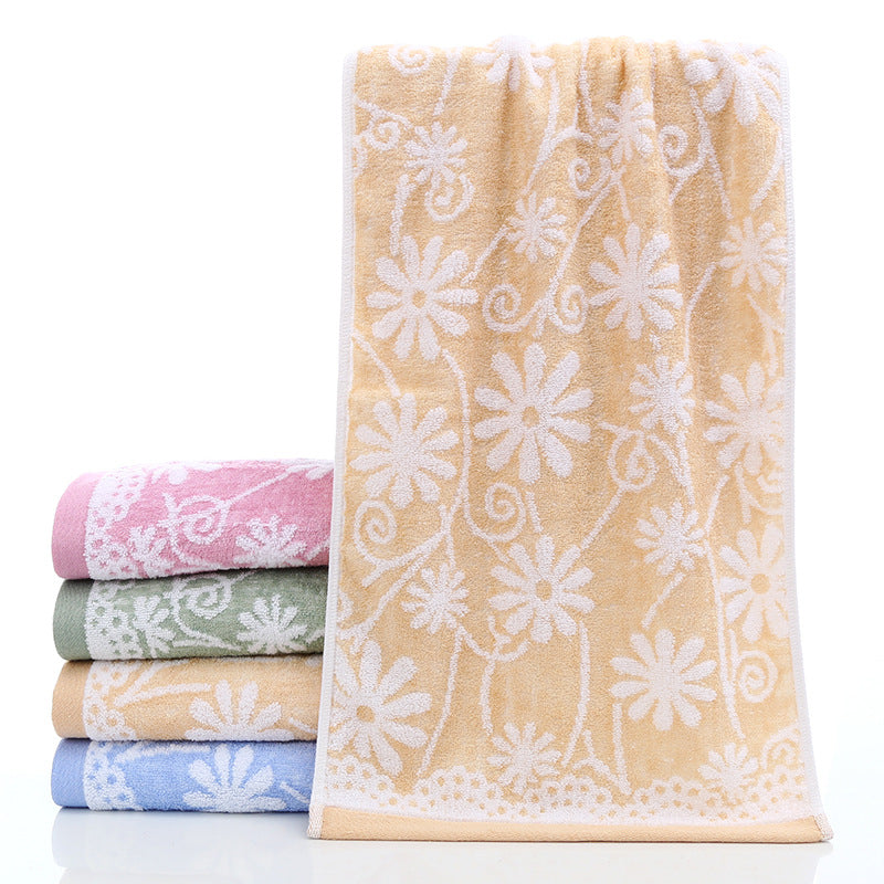 Flower Pattern Hand Towel Bamboo Fiber Soft Skin-friendly Face Towel