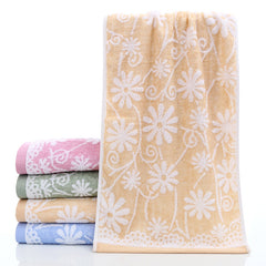 Flower Pattern Hand Towel Bamboo Fiber Soft Skin-friendly Face Towel