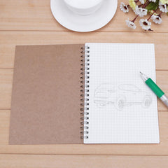 2pcs Retro Spiral Coil Grid Sketchbook Notebook Diary Journal
