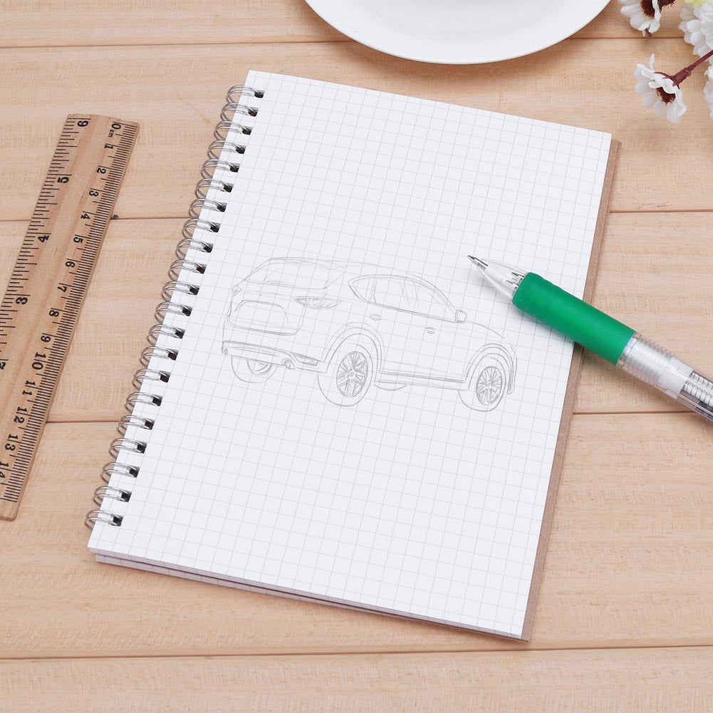 2pcs Retro Spiral Coil Grid Sketchbook Notebook Diary Journal