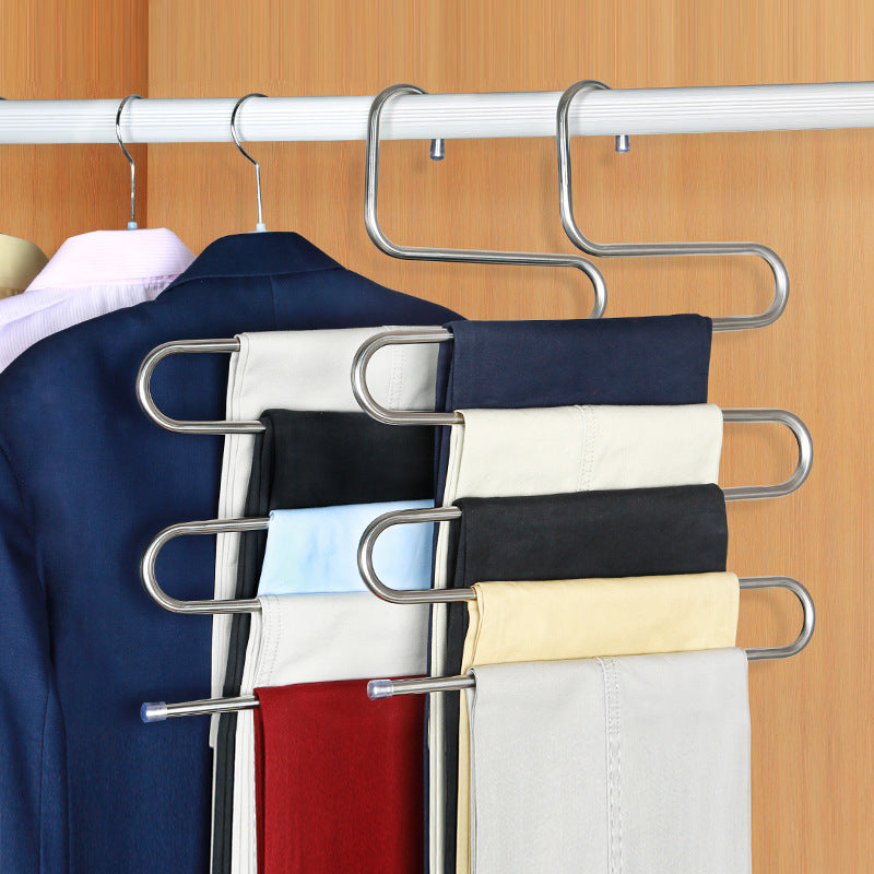S Shape Pants Hanger Trouser Rack Stainless Steel Layer Clothes Rack