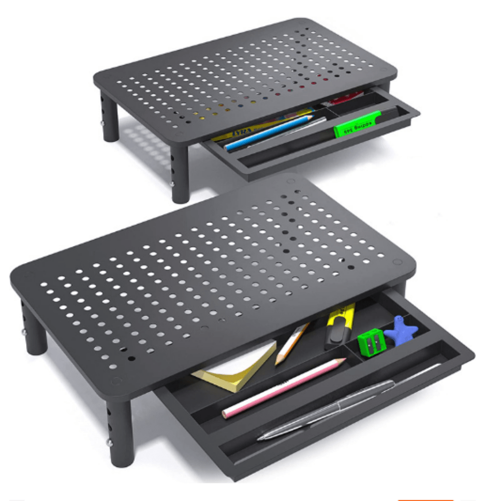 2 Pack Height Adjustable Monitor Stand With Heat Dissipation Tool Desk Riser