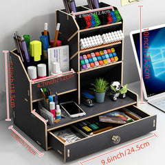 Wooden Skew Pen Holder Stationery Storage Box Organizer