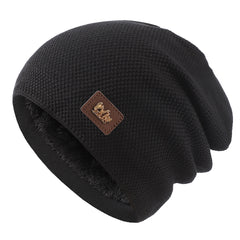 Men's Winter Wool Knit Cap Beanie with Fleece Lining