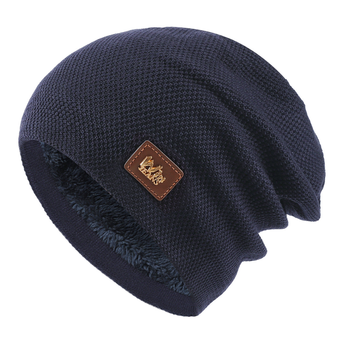 Men's Winter Wool Knit Cap Beanie with Fleece Lining