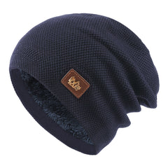Men's Winter Wool Knit Cap Beanie with Fleece Lining