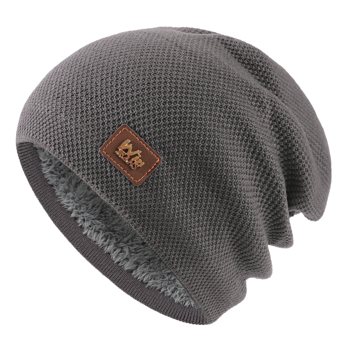 Men's Winter Wool Knit Cap Beanie with Fleece Lining