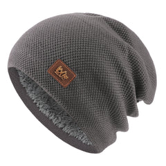 Men's Winter Wool Knit Cap Beanie with Fleece Lining