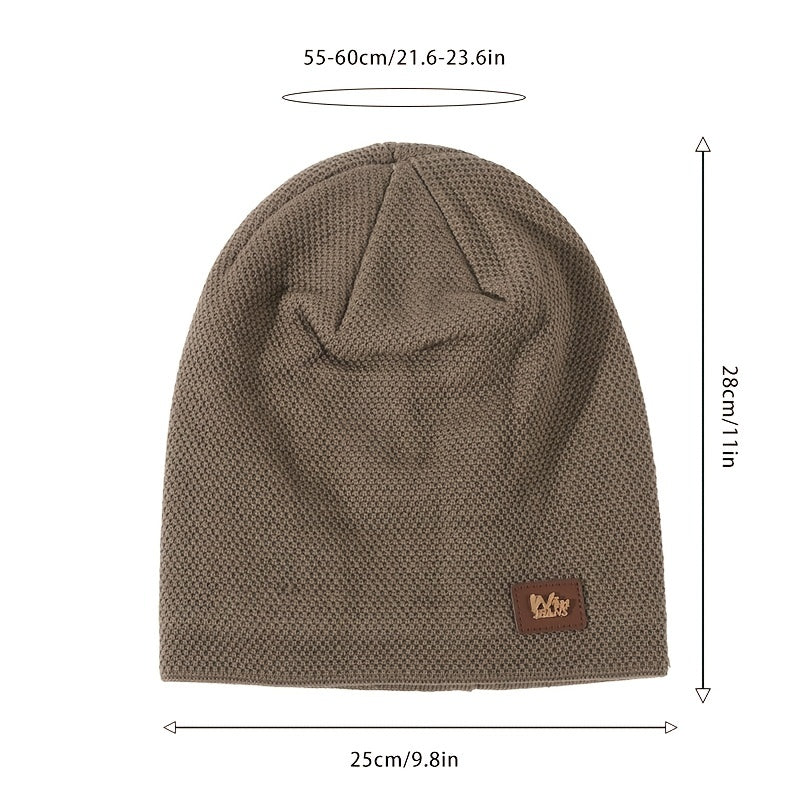 Men's Winter Wool Knit Cap Beanie with Fleece Lining