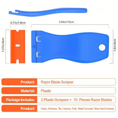 Plastic Razor Blades Scraper Tool Kit with 10 Blades