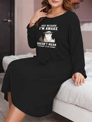  Casual Lounge Dress Women's Animal & Letter Print Nightdress