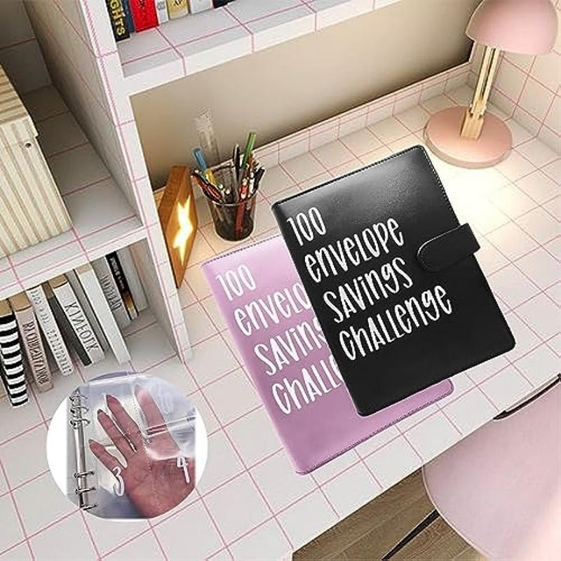 100 Envelope Challenge Binder with 25 Grid Cards & 100 Couple Challenge Notebook