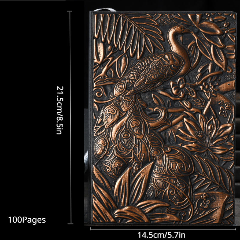 A5 Antique PU Hardcover Peacock Notebook