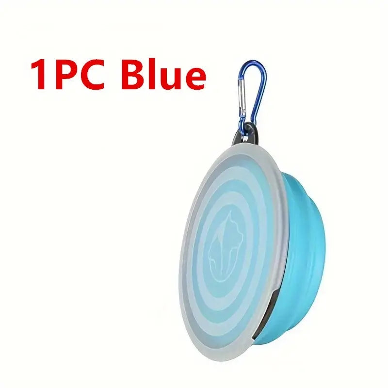 Collapsible Silicone Dog Bowl with Cover - 1 Pack
