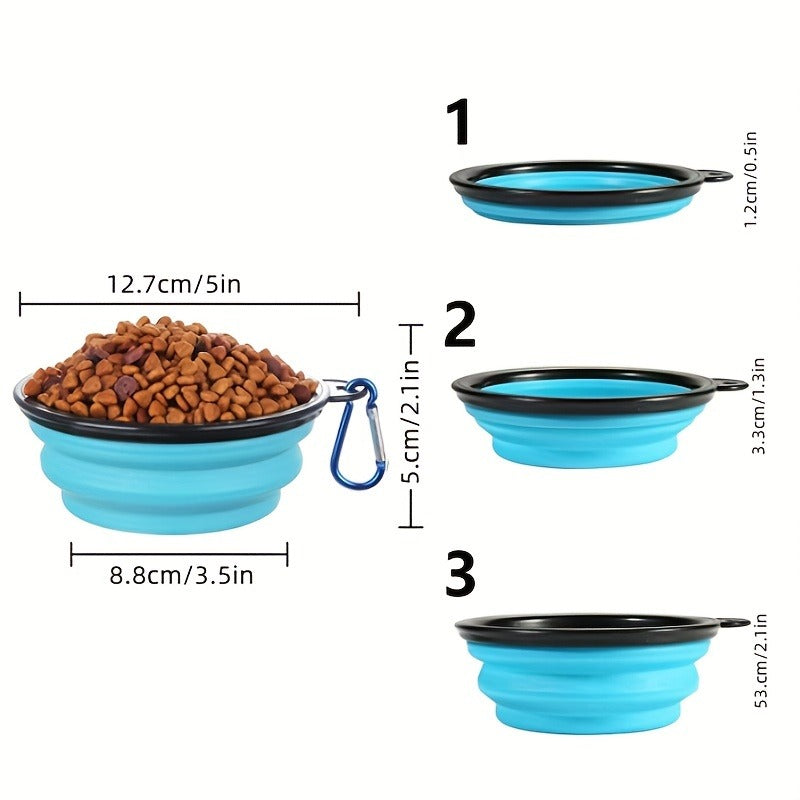 Collapsible Silicone Dog Bowl with Cover - 1 Pack