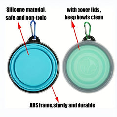 Collapsible Silicone Dog Bowl with Cover - 1 Pack