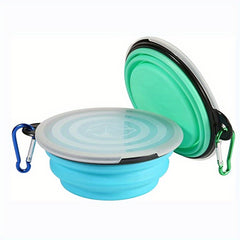 Collapsible Silicone Dog Bowl with Cover - 1 Pack