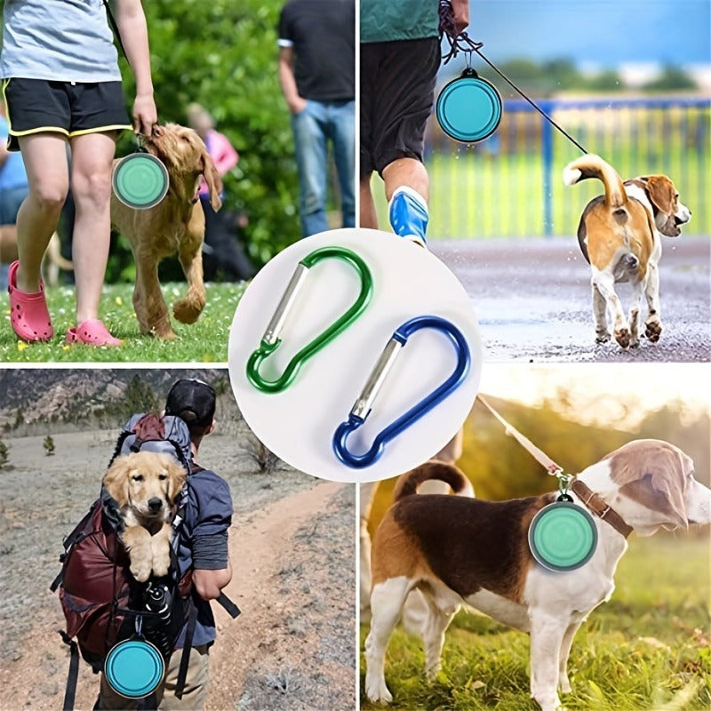 Collapsible Silicone Dog Bowl with Cover - 1 Pack