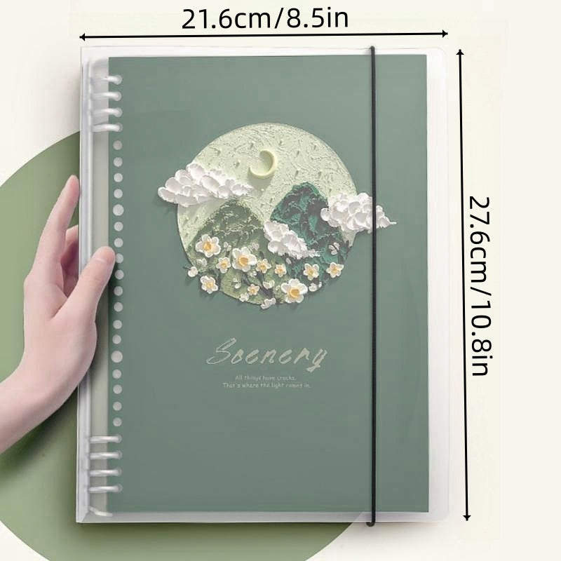 Vintage Loose leaf Notebook with Three-dimensional Painting Patterns