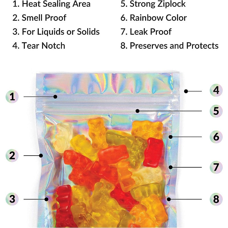 Rainbow Holographic Ziplock Bags 10x15 in