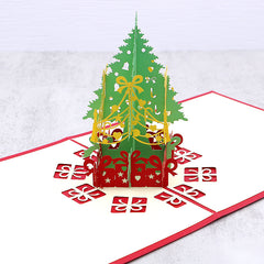 3D Pop up Christmas Tree Greeting Cards, Red
