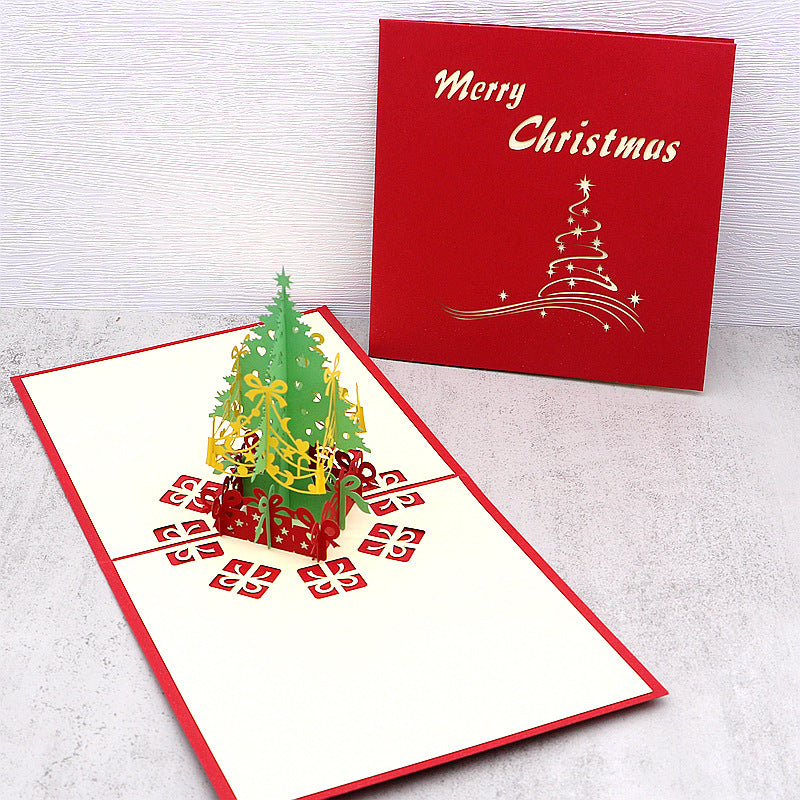 3D Pop up Christmas Tree Greeting Cards, Red