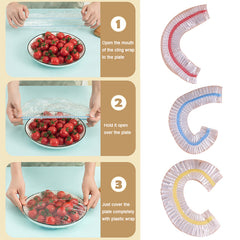 50-100 Pcs Disposable Food Cover Plastic Wrap PE Film Bag Bowl C