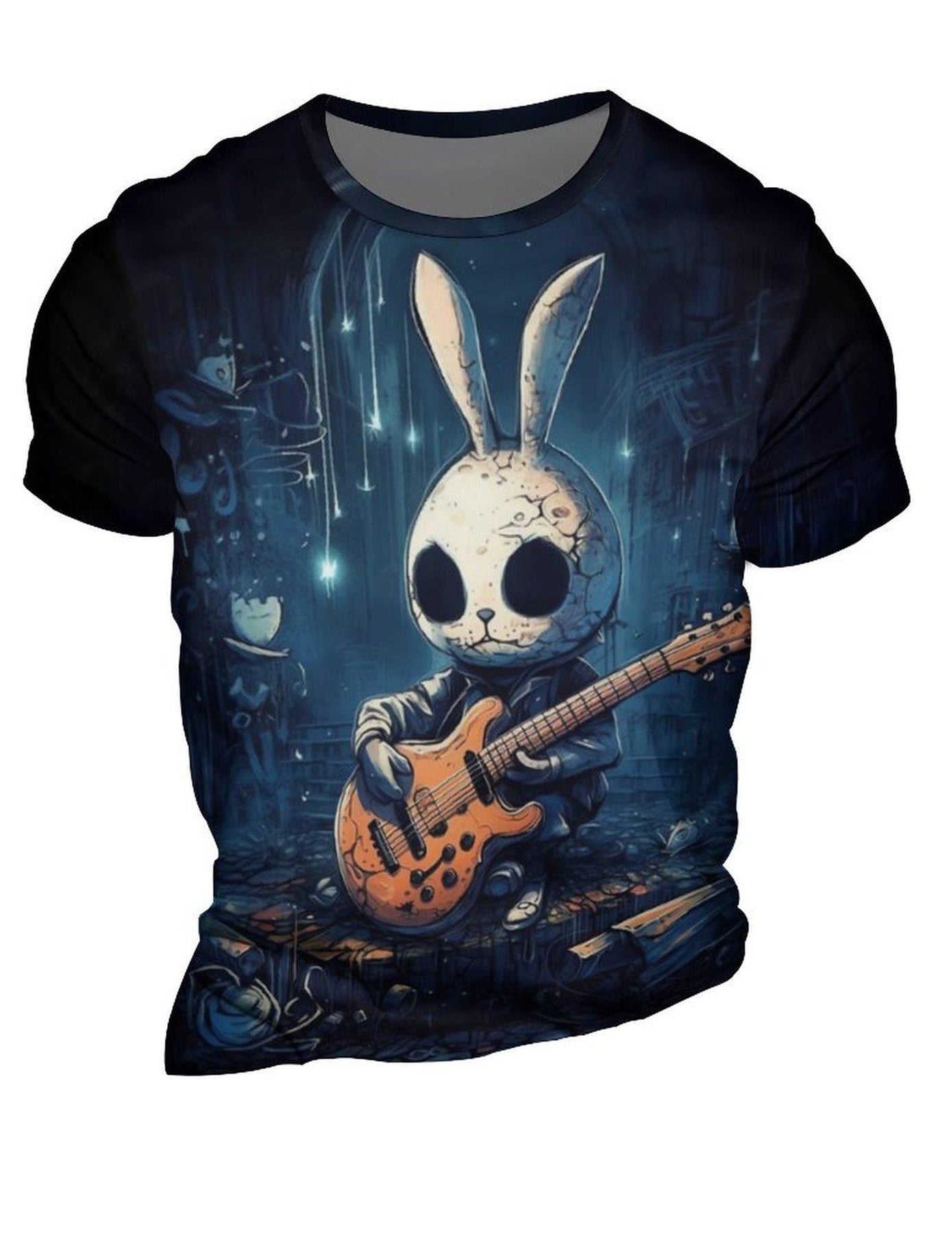Rock Style Bunny 3D Pattern Men's Graphic T-shirt Short Sleeve Pullover Top
