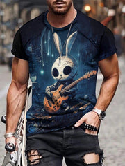 Rock Style Bunny 3D Pattern Men's Graphic T-shirt Short Sleeve Pullover Top