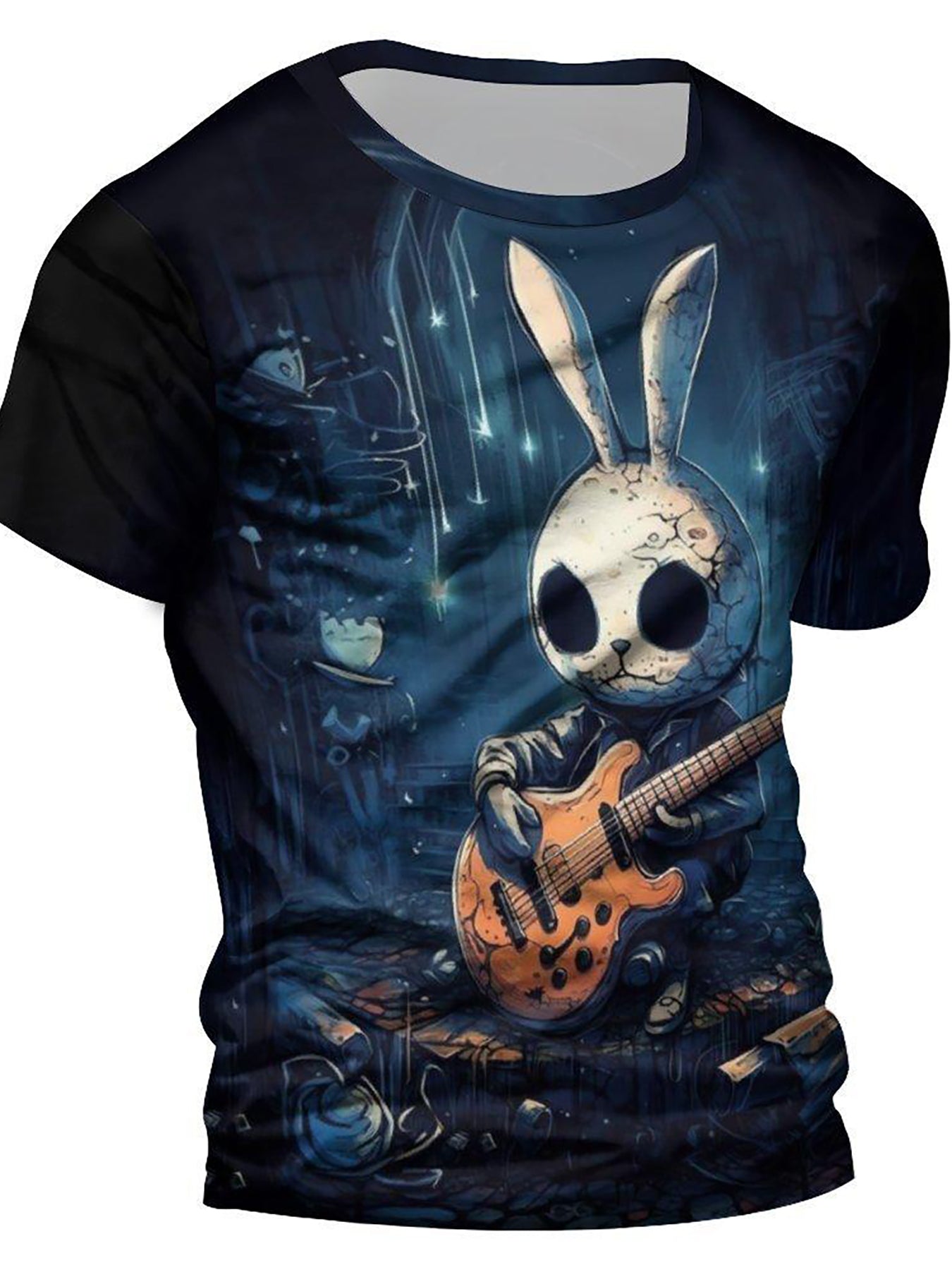 Rock Style Bunny 3D Pattern Men's Graphic T-shirt Short Sleeve Pullover Top