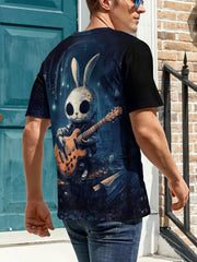 Rock Style Bunny 3D Pattern Men's Graphic T-shirt Short Sleeve Pullover Top