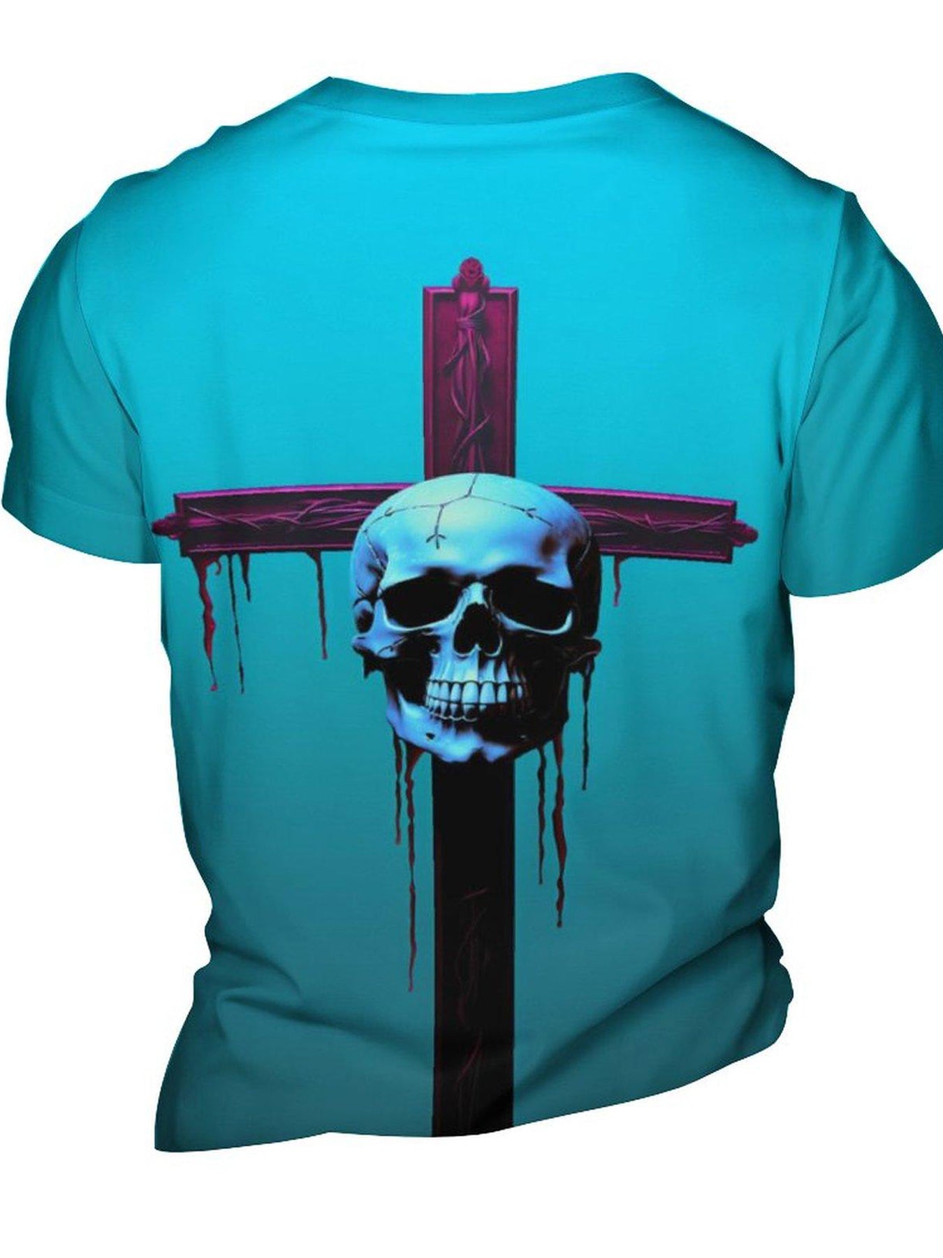 Men's Cross Skull Print Tee Shirt for Summer