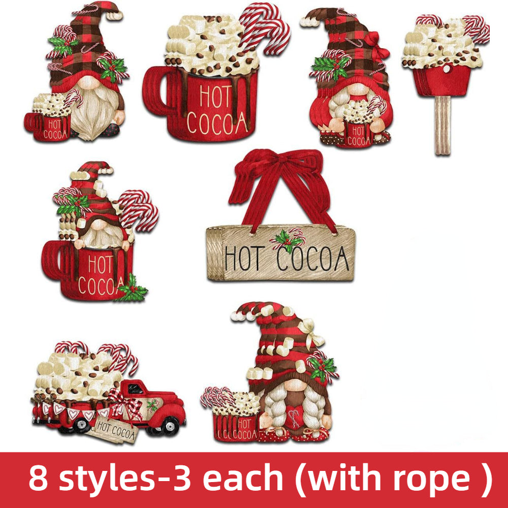 24pcs Wooden Santa Claus Hanging Decorations for Christmas