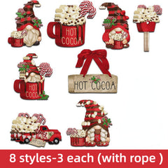 24pcs Wooden Santa Claus Hanging Decorations for Christmas