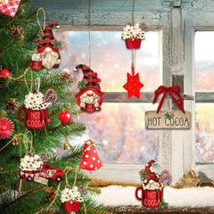 24pcs Wooden Santa Claus Hanging Decorations for Christmas