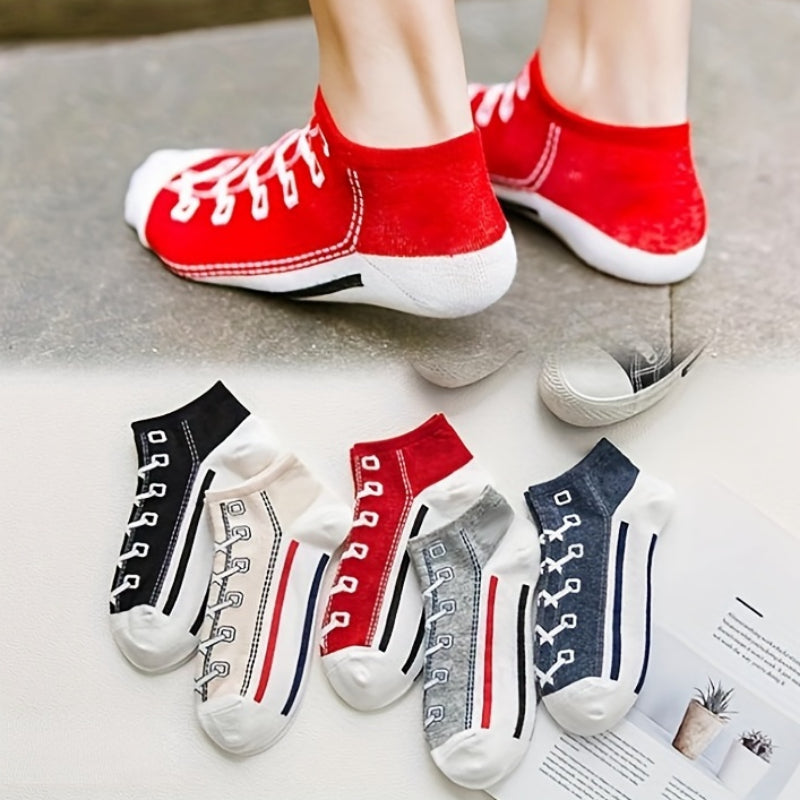 Funny Cotton Ankle Socks Canvas Shoes 3D Print Socks Men Women