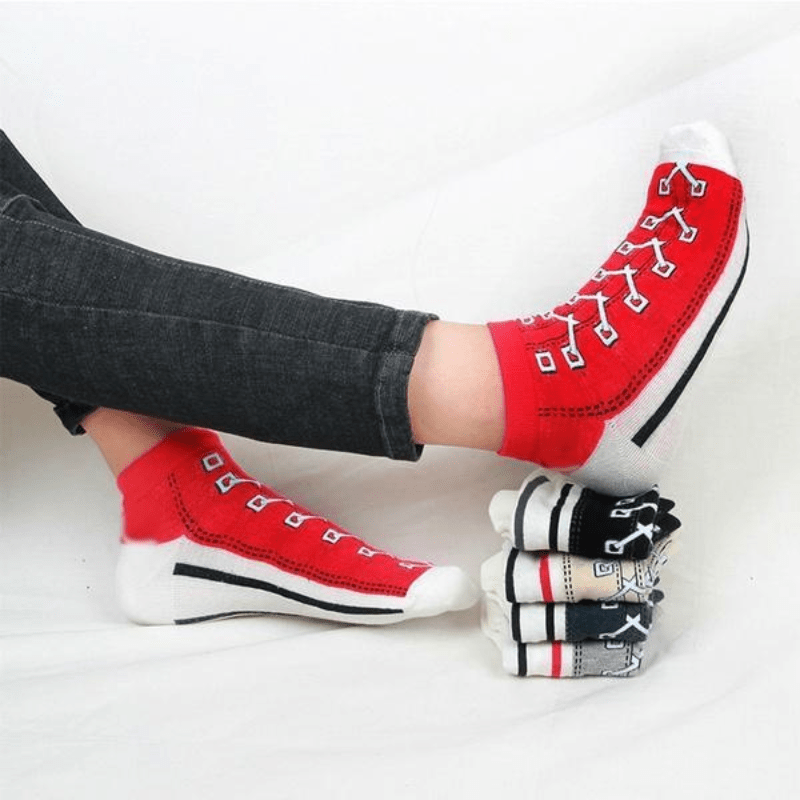 Funny Cotton Ankle Socks Canvas Shoes 3D Print Socks Men Women