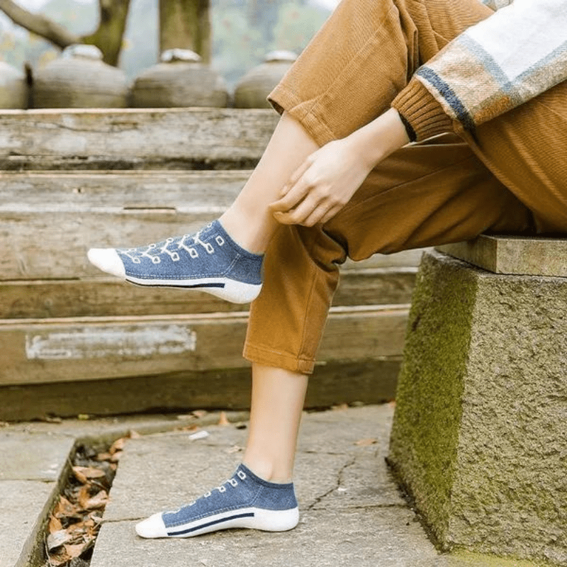 Funny Cotton Ankle Socks Canvas Shoes 3D Print Socks Men Women