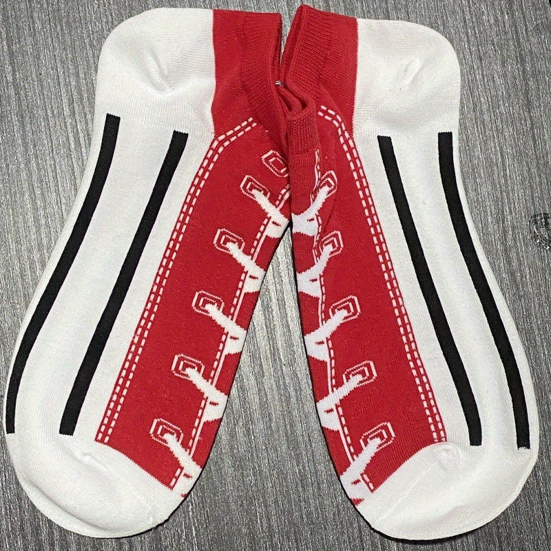 Funny Cotton Ankle Socks Canvas Shoes 3D Print Socks Men Women