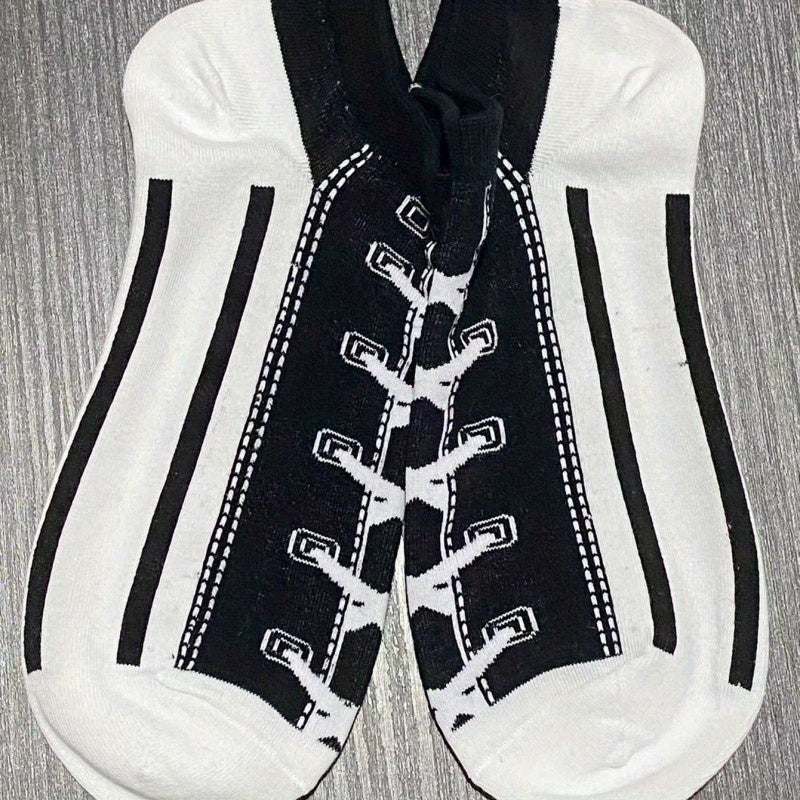 Funny Cotton Ankle Socks Canvas Shoes 3D Print Socks Men Women